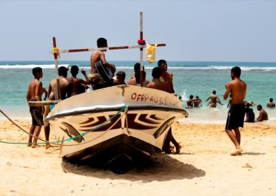 Musikalische Einlage am Strand